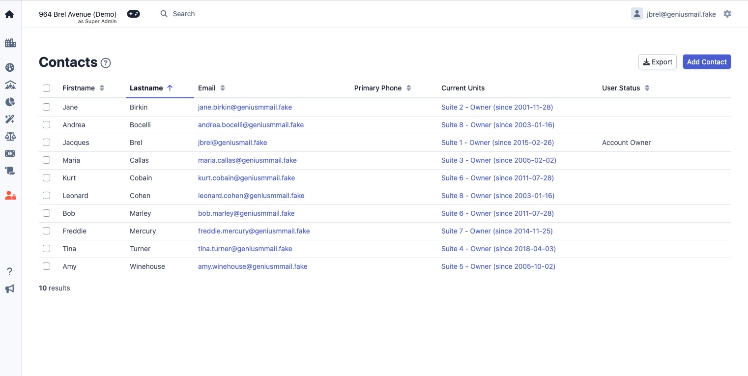 Contacts registry